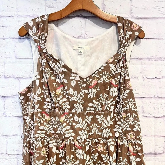 Merona Floral Print Bird Print Fit & Flare Sleeveless Dress Size 14 Casual - Picture 3 of 8
